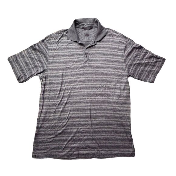 Nike Golf Tiger Woods Double Mercerized Polo Shirt Men Size Large Gray Striped - Picture 1 of 8
